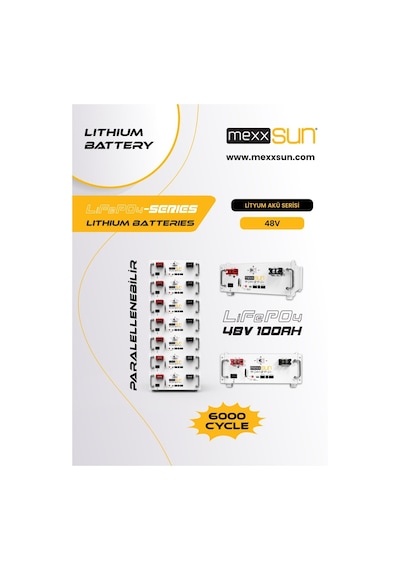 Mexxsun - İnges 48 Volt 100 Amper Lityum Akü - 4.8 Kwh Lifepo4 Batarya