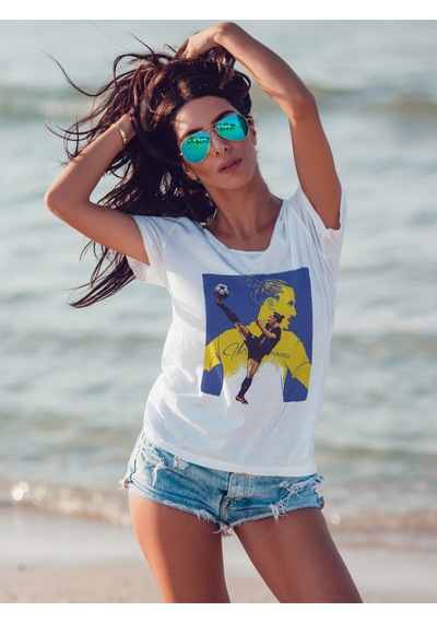 Noıssey Mavi Zlatan Ibrahimoviç Efsane Futbollcu Tasarımı Baskılı T-shirt Pnrmtshrt02742 Beyaz