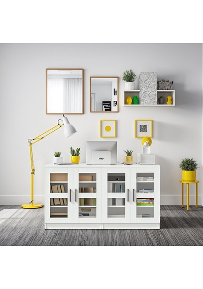 Dsd204-c-beyaz 4 Kapaklı Camlı Dosya Dolabı Çok Renkli
