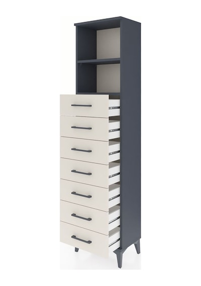 Arges Dolap 2 Raflı 7 Çekmeceli 44x30x182 Antrasit-aytaşı Antrasit