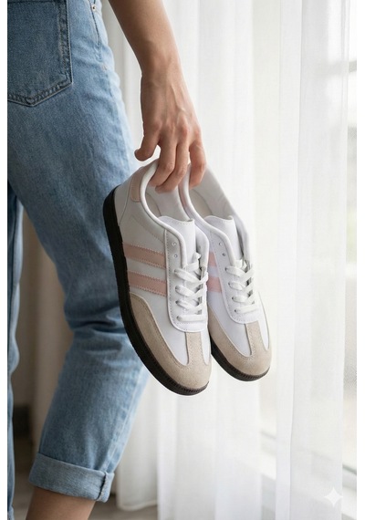 N Moda Unisex Siyah Beyaz Termo Taban Yanı Şeritli Bağcıklı Spor Ayakkabı Beyaz Pembe N Moda Unisex Siyah Beyaz Termo Taban Yanı Şeritli Bağcıklı Spor Ayakkabı Beyaz Pembe