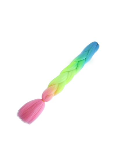 Afrika Örgülük Ombreli Sentetik 100 Gr. / Açık Mavi / Neon Sarı / Pembe - Zmff-462960 Çok Renkli