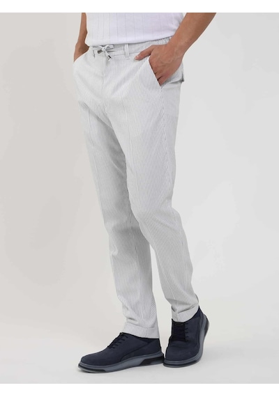 Dufy Lacivert Erkek Slim Fit Çizgili Pantolon - 104530-lacivert Lacivert