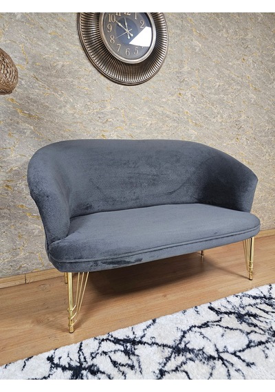 Zafir İkili Teddy Gold Kaplama Telli Ayak Çay Seti Koltuk İkili Berjer , Balkon, Salon, Ofis Füme