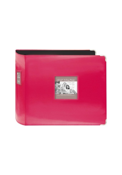 Pioneer T-12jf/c 12"x12" Jumbo Dikişli Suni Deri Metal Köşe 3 Halkalı Bağlayıcı Karalama Defteri, Parlak Pembe