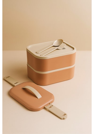 Tier - 2 Katlı Sızdırmaz Kapaklı Lunchbox 1000 Ml Pembe