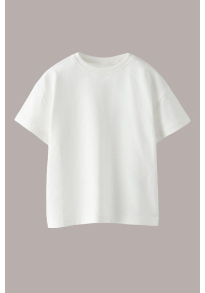 Monila Yeni Sezon Unisex Çocuk Basic Kısa Kollu Pamuklu T-shirt BEYAZ