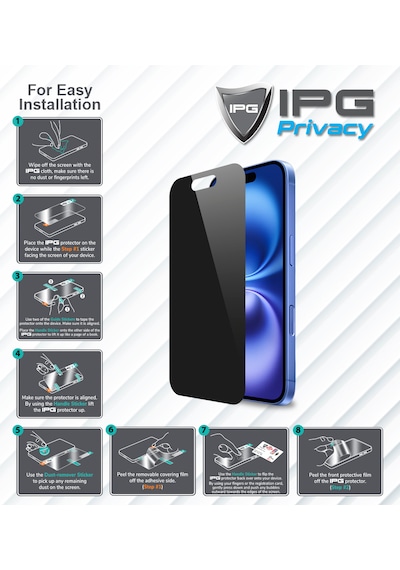 Apple iPhone 15 Pro Max Uyumlu İçin Ipg Privacy Hayalet Ekran Koruma Gizlilik