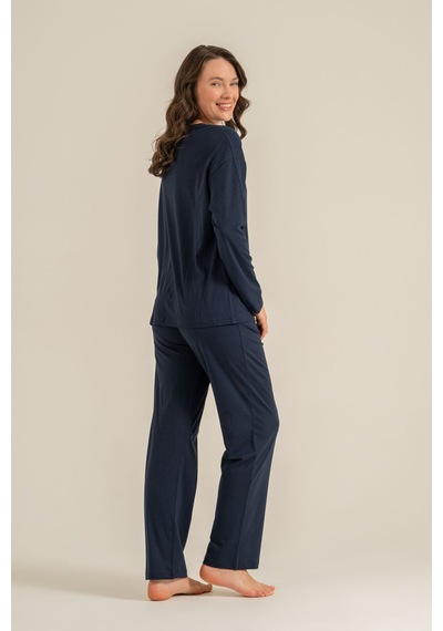 Pierre Cardin Kadın Lacivert Uzun Kol Pijama Takım Pc9304-s-v2 Pc9304-s-v2