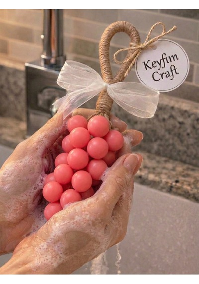 Keyfim Craft El Yapımı Pembe Üzüm Tanesi Tasarımlı Banyo Ve Dekoratif Sabun Lavanta