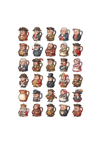 30 Adet Antika Karikatür Karakter Sticker Seti - Laptop, Defter, Telefon Çok Renkli