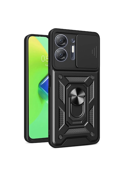 Newface - 314 - İnfinix Hot 30 5g Kılıf Pars Lens Yüzüklü Silikon - Csmo-tex - - Siyah Sıyah