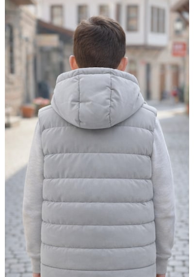 Pina Kids Erkek Çocuk Kapüşonlu Şişme Yelek Gri