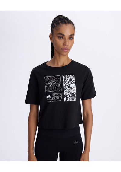 Kappa Authentic Asty Kadın Siyah Comfort Tişört