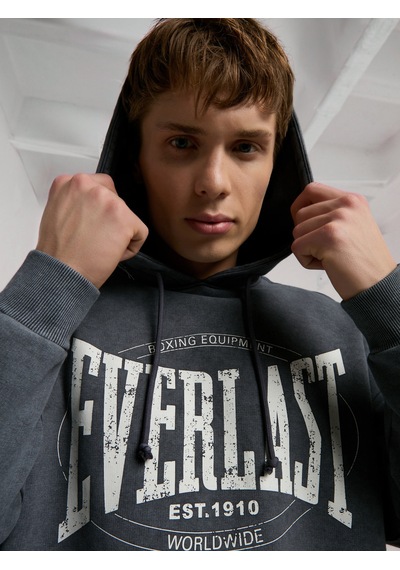 Everlast Authentic Boxing Oversize Antrasit Erkek Kapüşonlu Sweatshirt Antrasit