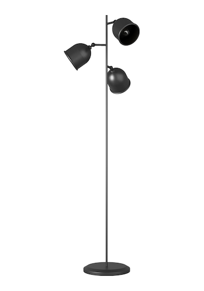 Flexart Modern 3 Başlıklı Siyah Metal Lambader Siyah