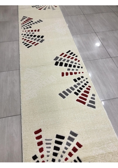 Saray Halı Samyeli 10943 Wk 80X300 Kırmızı Gri Krem Yolluk !