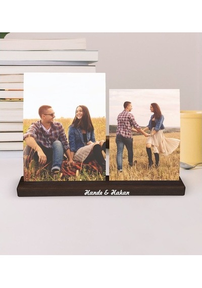 Kişiye Özel 2 Fotoğraflı Ahşap Stand