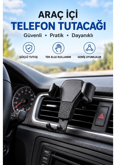 Araç İçi Telefon Tutucu Klima Izgara Menfez Uyumlu Destek Ayaklı Sarsıntı Önleyici Telefon Tutacağı Siyah Siyah