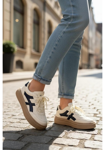 Tıgra Kadın Sneaker Ayakkabı-siyah Bej-lacivert