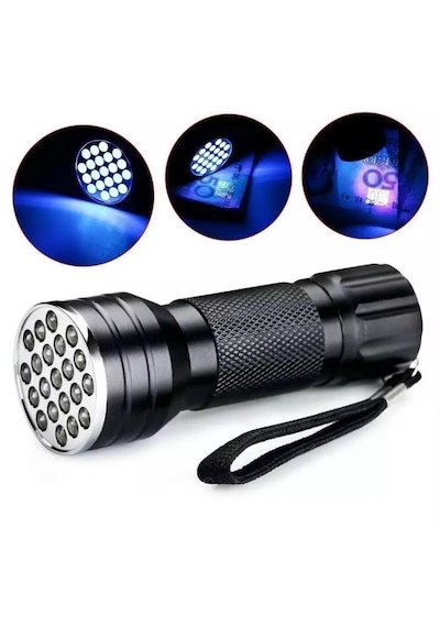 21 Led Ultraviyole El Feneri, 395 Nm Uv Fener, Mor Işık El Feneri Siyah