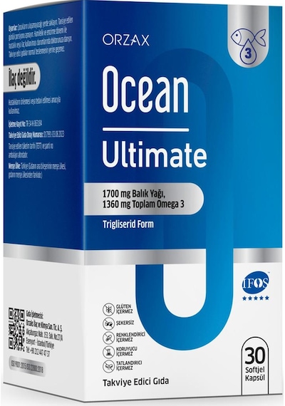 Ocean Ultimate 1200 Mg Balık Yağı 1050 Mg Omega3 Limon Aromalı Takviye Edici Gıda 30 Kapsül