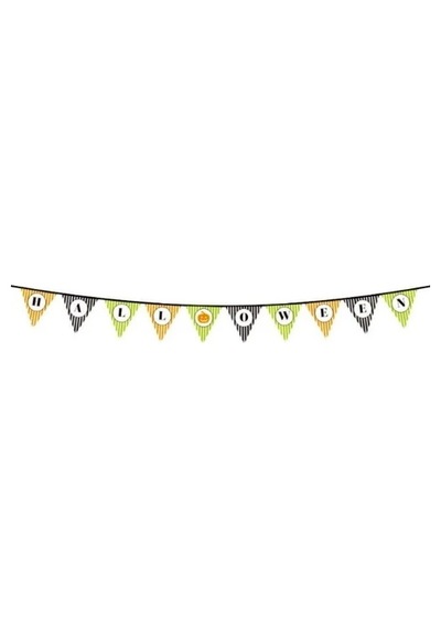 Ers- Cadılar Bayramı Kabak Temalı Halloween Yazılı Banner Süs Flama 3 Metre