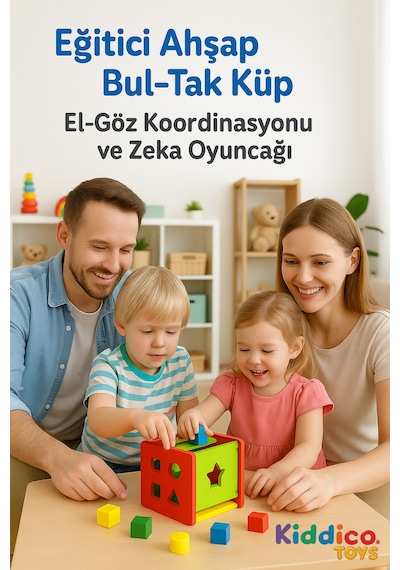 Eğitici Ahşap Bul-tak Küp El-göz Koordinasyonu Ve Zeka Oyuncağı