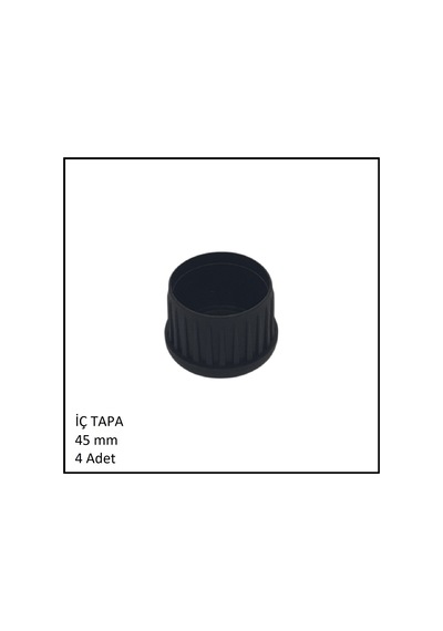 Plastik İç Tapa, Yuvarlak, 45 Mm 4 Adet Siyah
