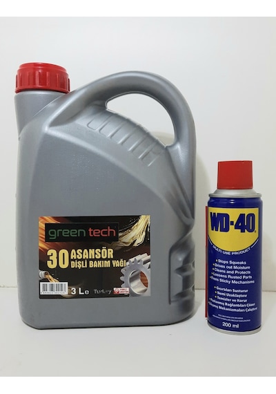 Greentech 30 Asansör Bakım Yağı 3 L + Wd 40 Çok Amaçlı Yağı 200 ML
