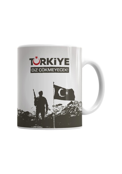 Ayyıldız Türkiye Diz Çökmeyecek Türk Bayrağı Kupa Bardak Porselen Karışık
