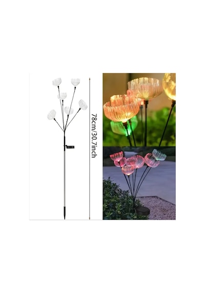 Solar 6 Top Led Sarı Renk Deniz Anası Led Bahçe Aydınlatma Solar Bahçe Süsü Sge1004