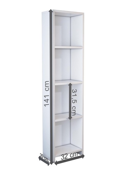 Abete - 4 Raflı Kitaplık/beyaz Çok Renkli