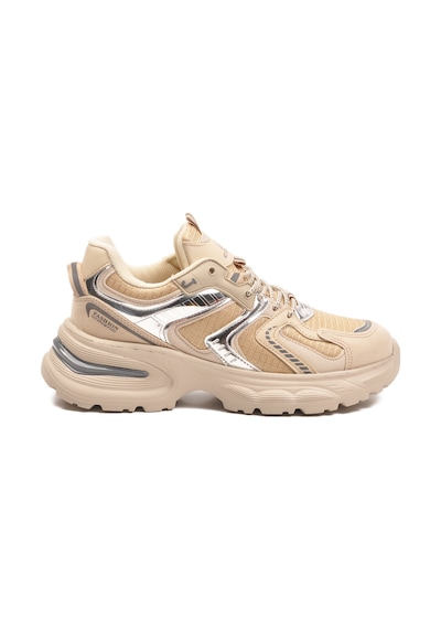 Bej Bağcıklı Kalın Taban Hafif Kadın Sneaker 2318 G Bej
