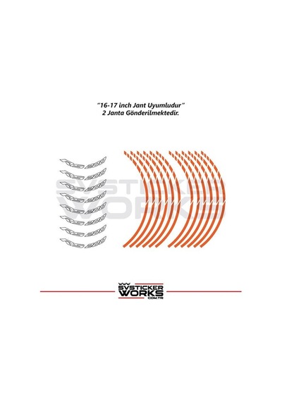 Bajaj Rs200 Jant Sticker Dış Ve İç Set Sticker Jant Şeridi Turuncu 00062700
