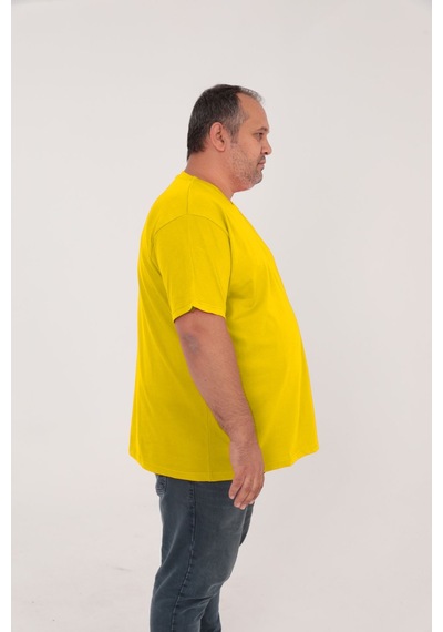 Big Nona Erkek Büyük Beden Unisex T-shirt V Yaka Sarı