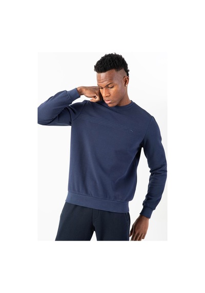 Maraton Sportswear Comfort Erkek Bisiklet Yaka Takma Kol Basic Açık Lacivert Sweatshirt 21836-açık Lacivert