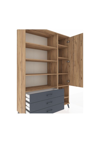 Hyperion Dolap 9 Raflı 3 Çekmeceli Tek Kapaklı 132x44x195 Çam-çam/antrasit Atlas Çam/antrasıt Hyperion Dolap 9 Raflı 3 Çekmeceli Tek Kapaklı 132x44x195 Çam-çam/antrasit Atlas Çam/antrasıt