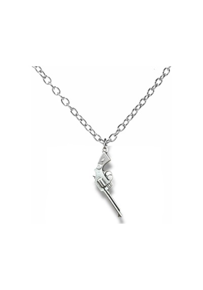 Tabanca Figürlü Kolye Gümüş Renk Unisex Metal Takı Çok renkli