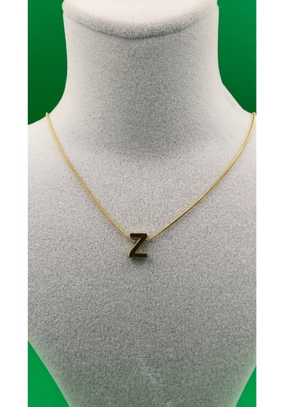 14k Altın Renginde Z Harf Minimal Model Çelik Kadın Kolye Altın