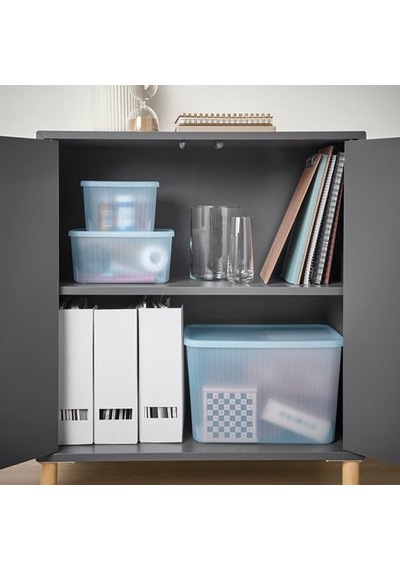 Ikea Rykta Kapaklı Kutu, Şeffaf Gri-mavi, 12x18x12 Cm/1.5 Lt
