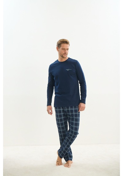 Sevim Erkek Uzun Kol Lacivert Pijama Takım C8t1n5o9 001
