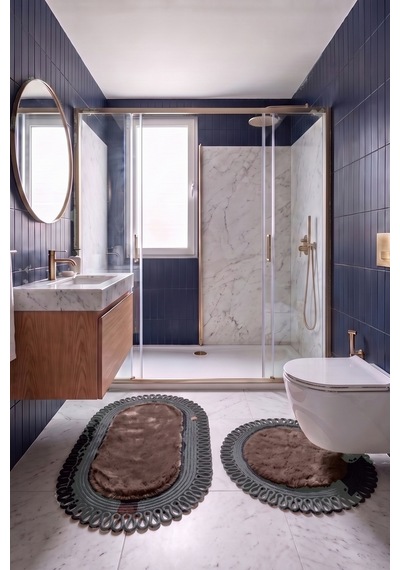Banyo Paspası Takımı 60x100+60x60 Cm Dış Trikot Mouss Kahve & Antrasit Gri