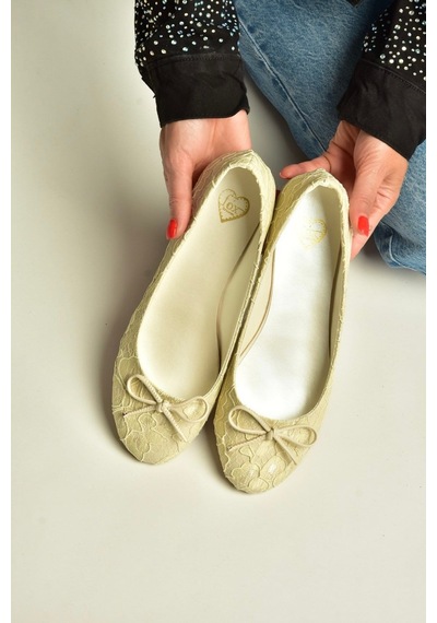 Fox Shoes Z726243404 Bej Kumaş Kadın Babet