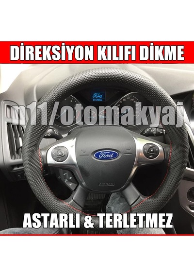 Ford C-Max 2011-2015 Direksiyon Kılıfı Siyah Dikme