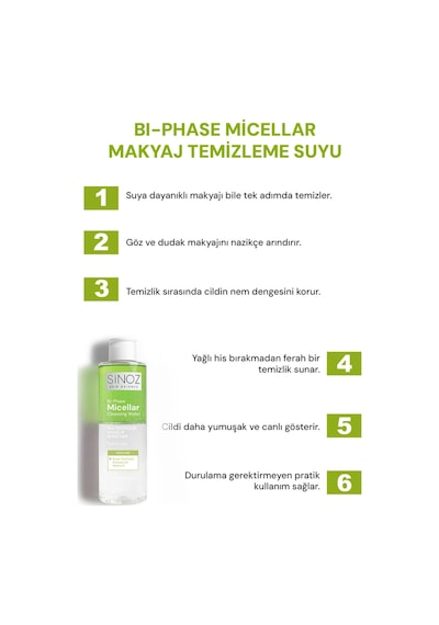 Sinoz Çift Fazlı Micellar Makyaj Temizleme Suyu 200 ML