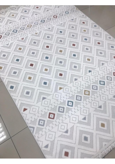 Bünyan Halı Twist 268 Serisi Oturma Salon Yatak Çocuk Odası Halısı Krem - Gri