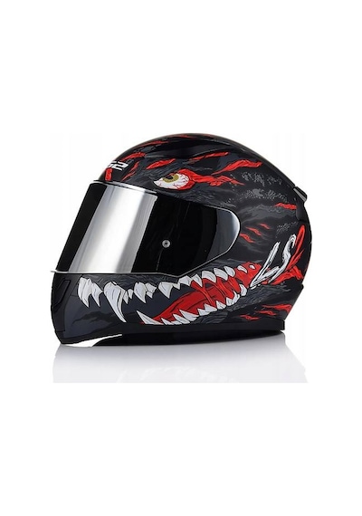 Ls2 Rapıd 2 Kaıju Mat Siyah-kırmızı Fullface Motosiklet Kaskı Gri Camlı Sıyah-Kırmızı