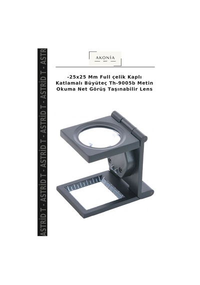 -25x25 Mm Full Çelik Kaplı Katlamalı Büyüteç Th-9005b Metin Okuma Net Görüş Taşınabilir Lens