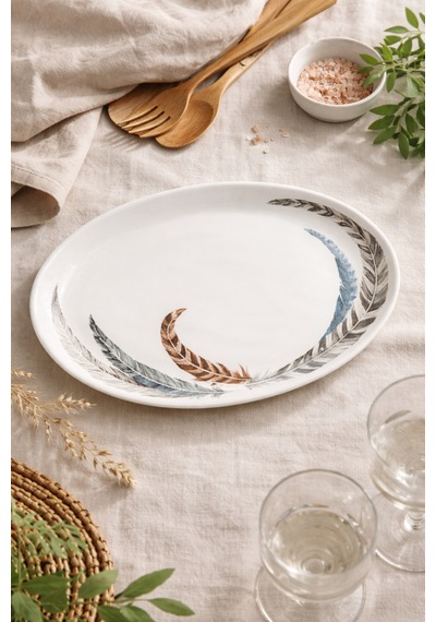 Tüy Desenli Tabak Sunum Tabağı Nocolor-bf793c2f Nocolor-bf793c2f